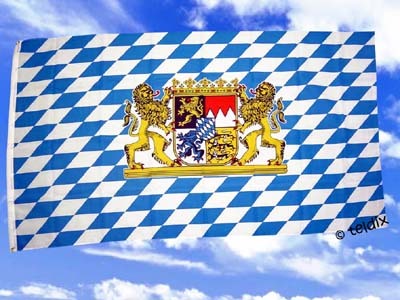 Flagge für Mast Fahne BAYERN / BAVARIA 150x90cm mit 2 Ösen Neu OVP Hissfahne 